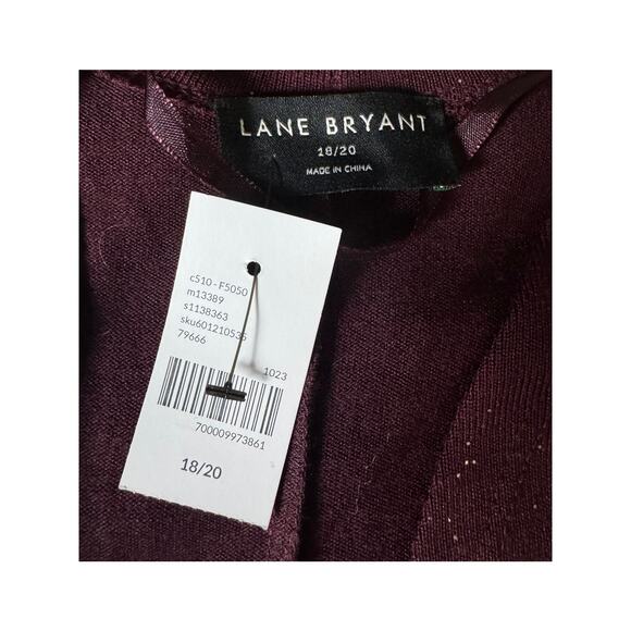 NWT Lane Bryant | Burgundy Glitter Open-Front Long-Line Cardigan | Size 18/20 - Picture 6 of 8